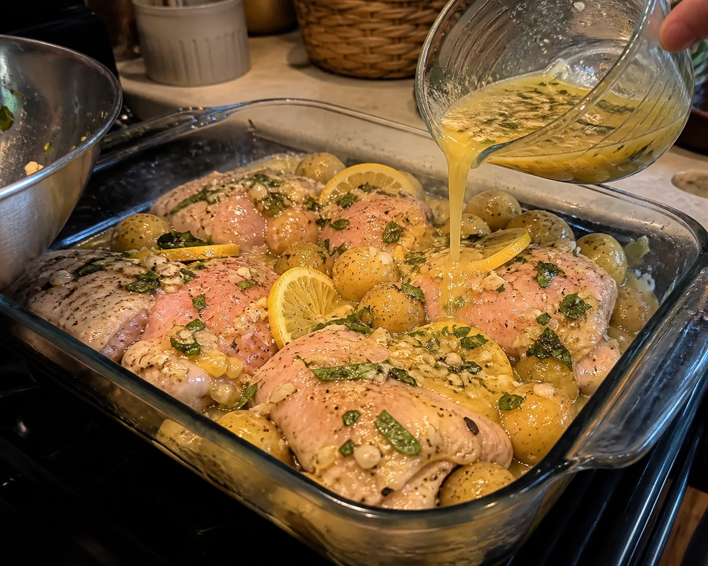 Cooking process for One-Dish Lemon Butter Chicken with Herbs
